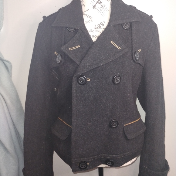 AEO Black Reversible Double Breasted Peacoat M - Picture 8 of 12